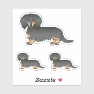 Black And Tan Long Hair Dachshund Cartoon Dog