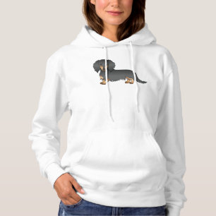 Black And Tan Long Hair Dachshund Cartoon Dog Hoodie