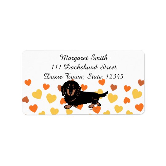 Black and Tan Long Haired Dachshund 1 Address Label