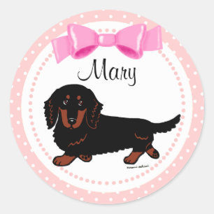 Black and Tan Long Haired Dachshund 1 Classic Round Sticker