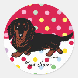 Black and Tan Long Haired Dachshund 1 Classic Round Sticker