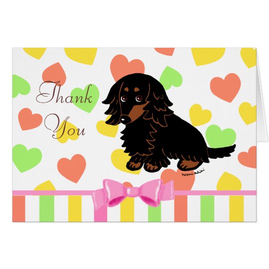 Black and Tan Long Haired Dachshund 3 Card