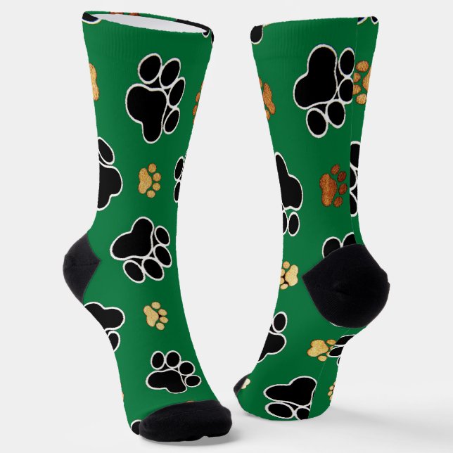 Black and tan luxury canine dog paw  socks (Angled)