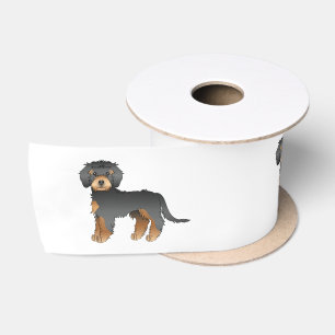 Black And Tan Mini Goldendoodle Cute Cartoon Dogs Satin Ribbon