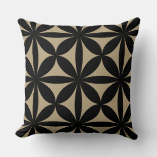 Black and Tan Modern / Retro Print  Cushion