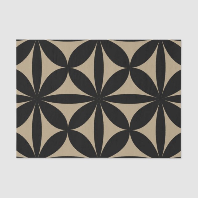 Black and Tan Modern / Retro Print  Tissue Paper (Front)
