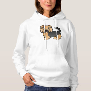 Black And Tan Norfolk Terrier Cartoon Dog Drawing Hoodie
