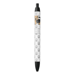 Black And Tan Norfolk Terrier Cartoon Dog & Name Ink Pen