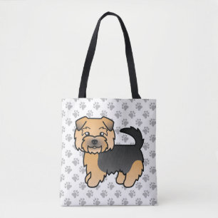 Black And Tan Norfolk Terrier Cartoon Dog & Paws Tote Bag