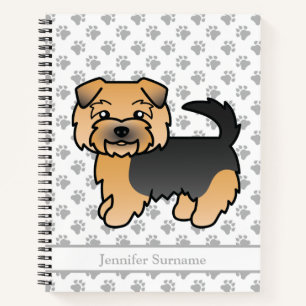 Black And Tan Norfolk Terrier Cartoon Dog & Text Notebook