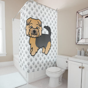 Black And Tan Norfolk Terrier Cute Cartoon Dog Shower Curtain