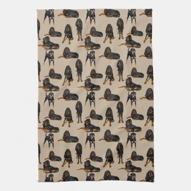 Black and Tan on Tan Tea Towel (Vertical)