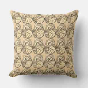 Black and Tan Owls Square or Lumbar Cushion