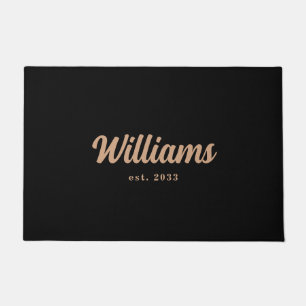 Black and Tan Personalised Family Last Name Doormat