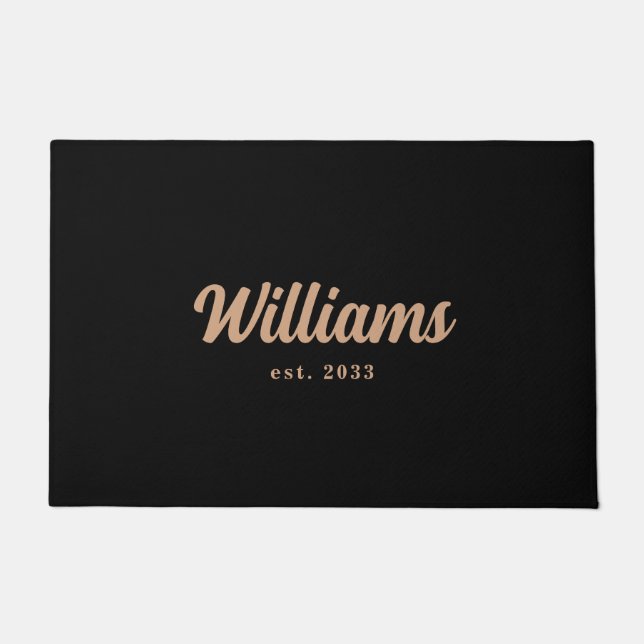 Black and Tan Personalised Family Last Name Doormat (Front)
