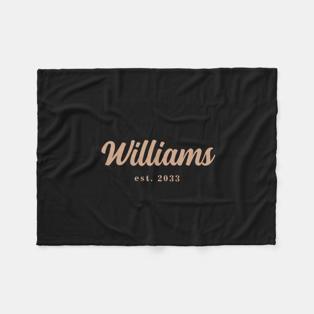 Black and Tan Personalised Family Last Name Fleece Blanket (Front (Horizontal))