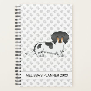 Black And Tan Piebald Long Hair Dachshund & Text Planner