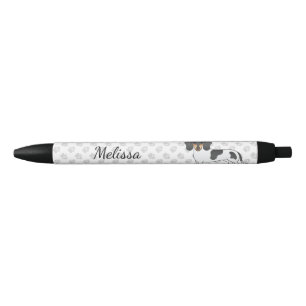 Black And Tan Piebald Short Hair Dachshund & Name Ink Pen