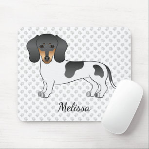 Black And Tan Piebald Short Hair Dachshund & Name Mouse Mat