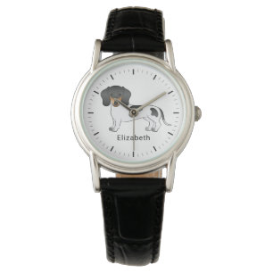 Black And Tan Piebald Short Hair Dachshund & Name Watch