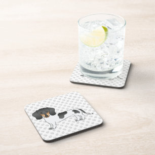 Black And Tan Piebald Short Hair Dachshund & Paws Coaster