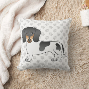 Black And Tan Piebald Short Hair Dachshund & Paws Cushion