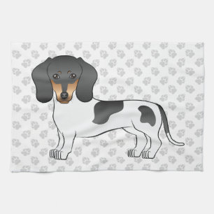 Black And Tan Piebald Short Hair Dachshund & Paws Tea Towel