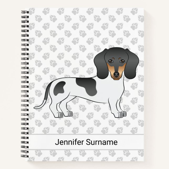Black And Tan Piebald Short Hair Dachshund & Text Notebook (Front)