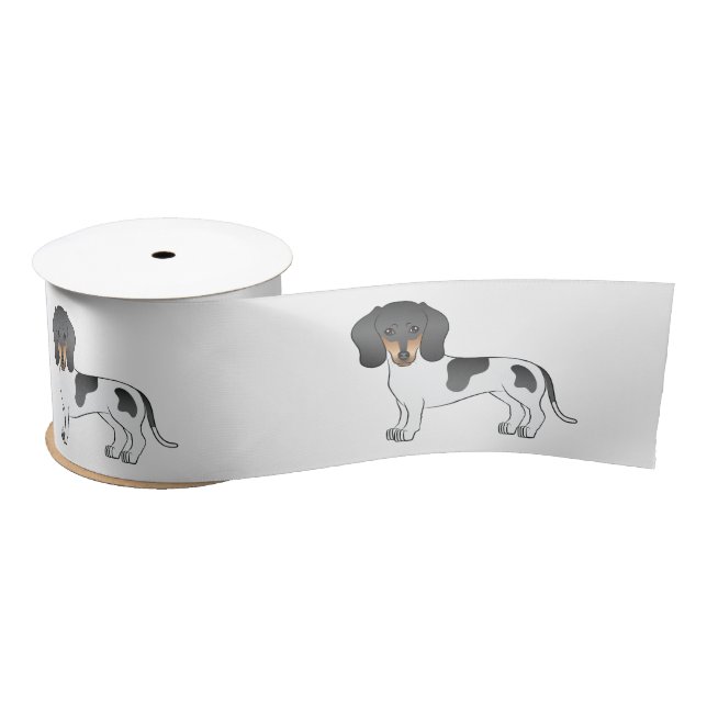 Black And Tan Piebald Smooth Coat Dachshund Dog Satin Ribbon (Spool)
