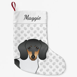 Black And Tan Pied Short Hair Dachshund Dog Head Small Christmas Stocking