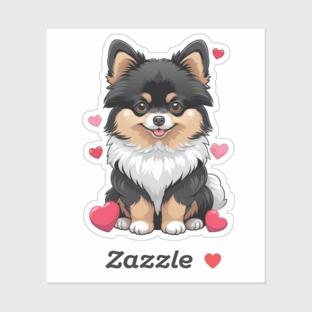 Black and Tan Pom Valentine's Day 3 x 3 (Sheet)
