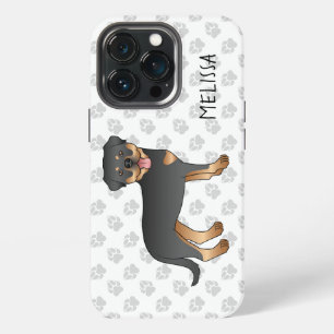 Black And Tan Rottweiler Cute Cartoon Dog And Name iPhone 13 Pro Case