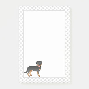 Black And Tan Rottweiler Cute Cartoon Dog And Paws Post-it Notes