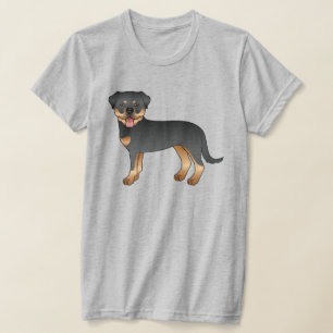 Black And Tan Rottweiler Cute Cartoon Dog T-Shirt