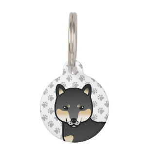Black And Tan Shiba Inu Cartoon Dog & Pet's Info Pet Tag
