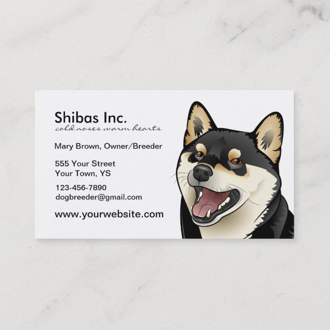 Black and Tan Shiba Inu Dog Customisable card (Back)