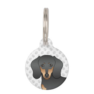 Black And Tan Short Coat Dachshund Cute Dog Head Pet Tag