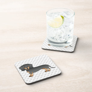 Black And Tan Short Hair Dachshund Cute Dog & Paws Coaster