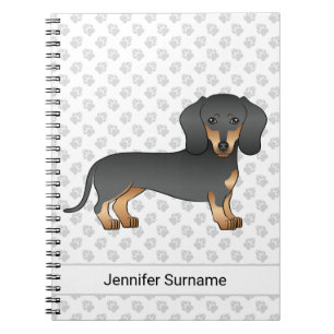Black And Tan Short Hair Dachshund Cute Dog & Text Notebook