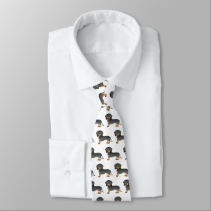 Black And Tan Short Hair Dachshund Dog Pattern Tie