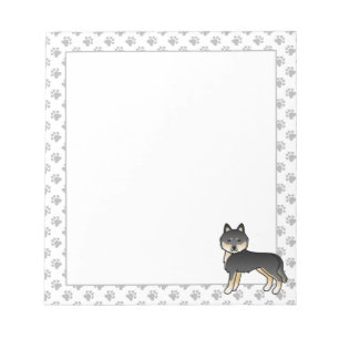 Black And Tan Siberian Husky Cute Cartoon Dog Notepad