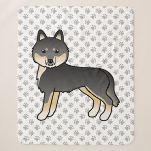 Black And Tan Siberian Husky Cute Cartoon Dog Sherpa Blanket