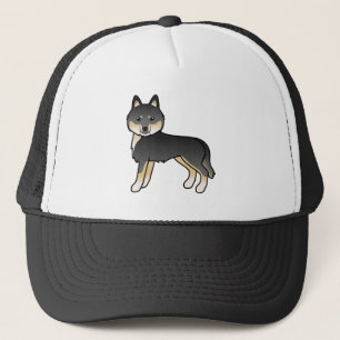 Black And Tan Siberian Husky Cute Cartoon Dog Trucker Hat