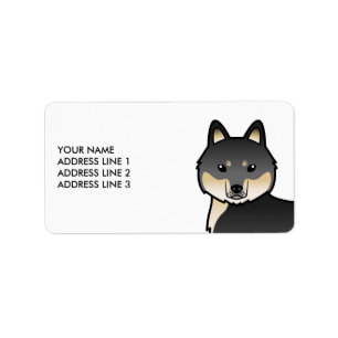 Black And Tan Siberian Husky Dog & Custom Text Label