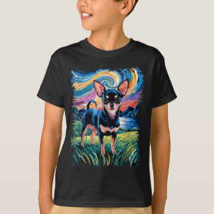 Black And Tan Smooth Chihuahua Starry Night Dog T-Shirt