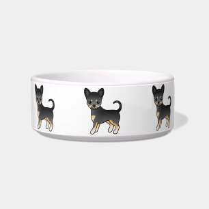 Black And Tan Smooth Coat Chihuahua Cartoon Dogs Bowl