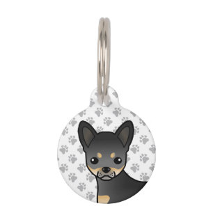 Black And Tan Smooth Coat Chihuahua Dog Head Pet Tag