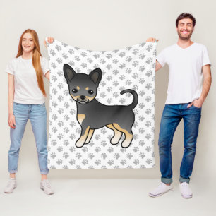 Black And Tan Smooth Coat Chihuahua Dog & Paws Fleece Blanket