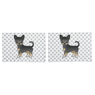 Black And Tan Smooth Coat Chihuahua Dog & Paws Pillowcase