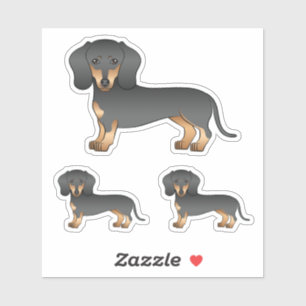Black And Tan Smooth Coat Dachshund Cartoon Dogs